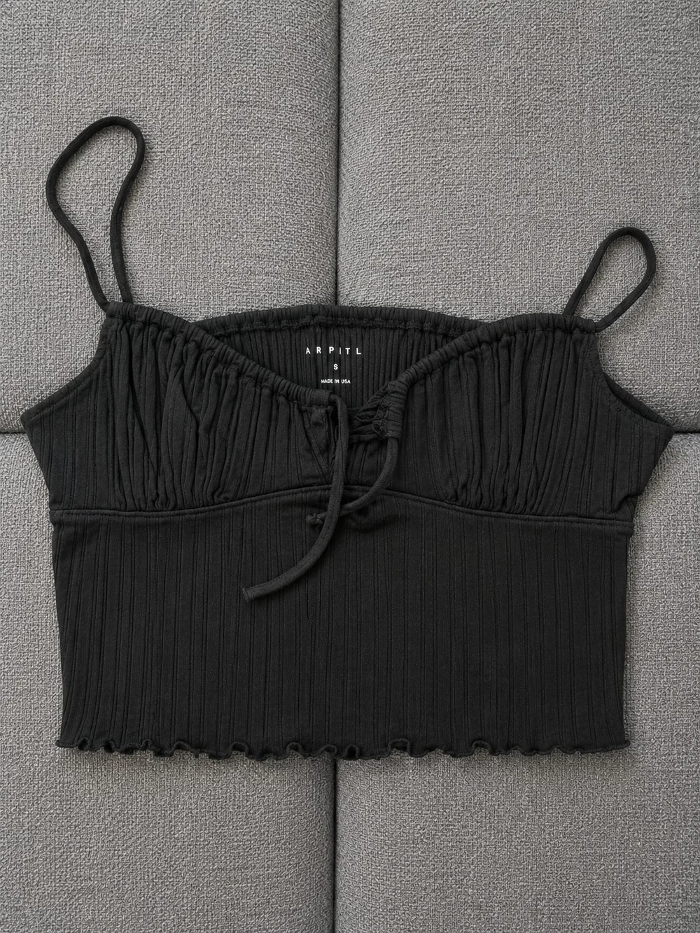 Aeropostale Black Ribbed Tie-Front Cami